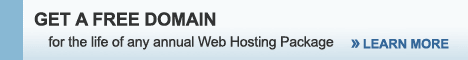 Free domain for the life of a hosting package, add'l domains just $11.99 ea