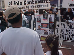 Here a father and his daughter read the materials of the Mexica Movement.