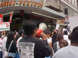"Esta es nuestra tierra y no nos vamos", Began the chant by members of the Mexica Movement.