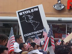 One of the more negative parts of the march was when American flags were passed out to make sure the marchers were looked on as part of "America".